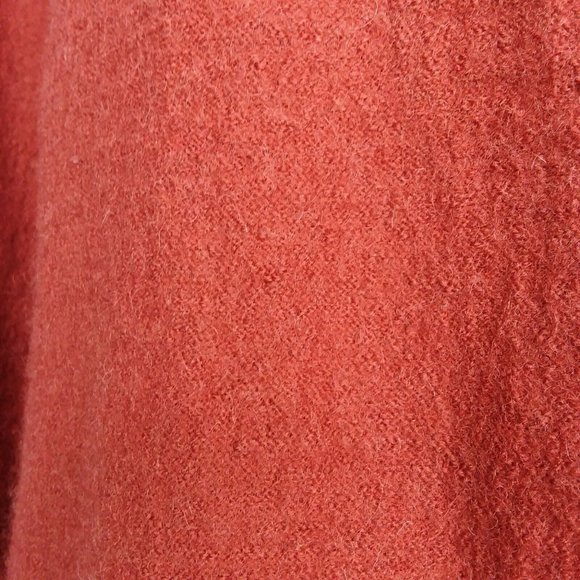 Evan-Picone Women's 100% Wool Faux Fur Collar sweater, Pumpkin/Rust, buttons. - Picture 8 of 11